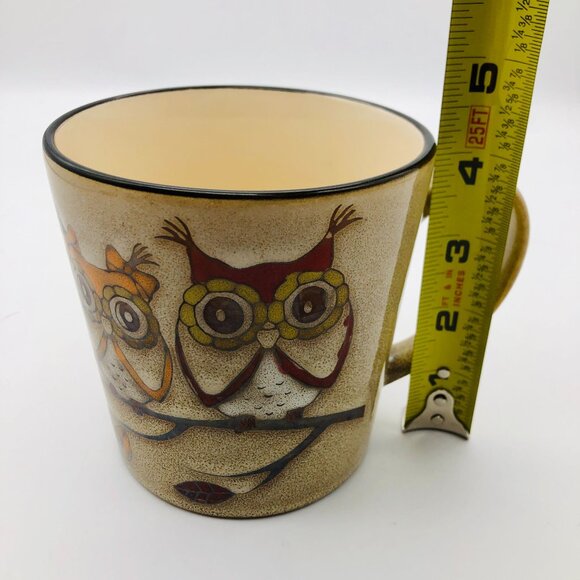 2 Owls on a Limb Mug With Handle Ceramic Oversized Coffee Cup 12 oz Retro Design - Picture 10 of 11